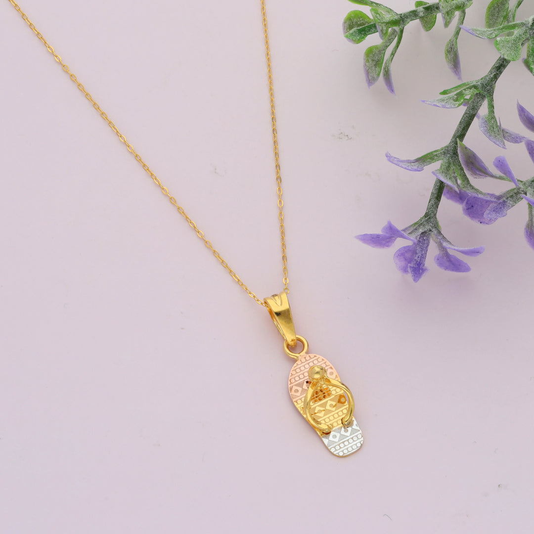 Gold Necklace (Chain Flip-Flop Shaped Pendant) 21KT - FKJNKL21KM9612