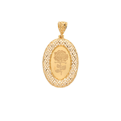 Gold Oval Shaped Rose Frame Pendant 21KT - FKJPND21KM9616