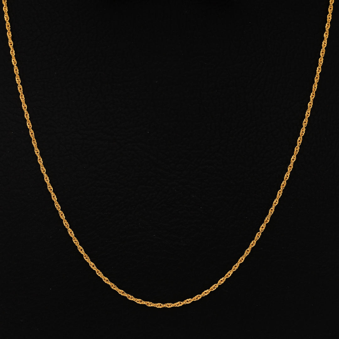 Gold 18 Inches Rope Chain 21KT - FKJCN21KM9688