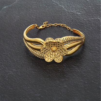 Gold Fancy Flower Shaped Bangle 21KT - FKJBNG21KM9701