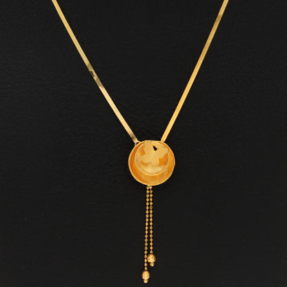 Gold Necklace (Chain with Round Shaped Pendant) 21KT - FKJNKL21KM9712