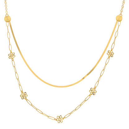 Gold Layered Stud Ball Necklace 21KT - FKJNKL21KM9709