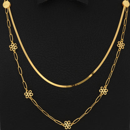 Gold Layered Stud Ball Necklace 21KT - FKJNKL21KM9709