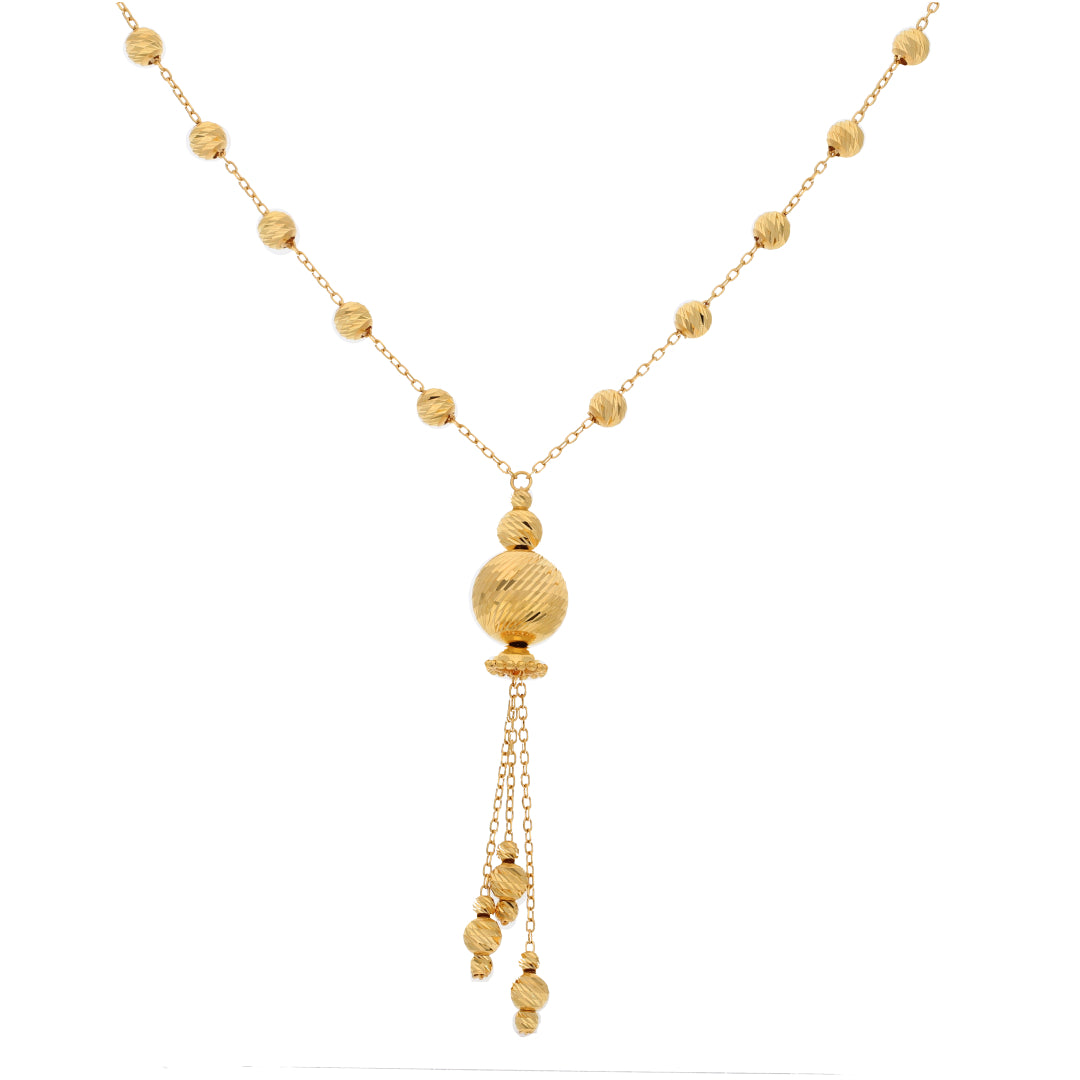 Gold Necklace (Chain with Hanging Sphere Shaped Pendant) 21KT - FKJNKL21KM9710