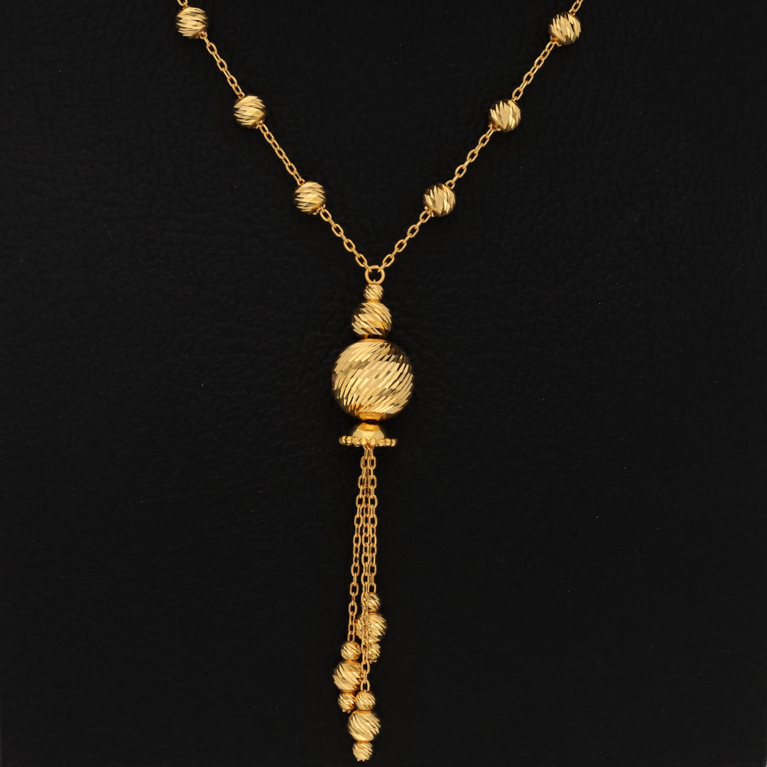 Gold Necklace (Chain with Hanging Sphere Shaped Pendant) 21KT - FKJNKL21KM9710