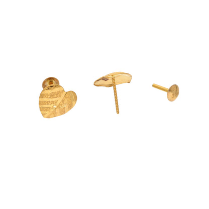 Gold Leaf Shaped Earrings 21KT - FKJERN21KM9719