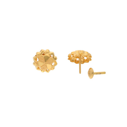 Gold Flower Shaped Earrings 21KT - FKJERN21KM9722