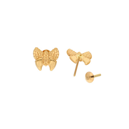 Gold Bow Shaped Earrings 21KT - FKJERN21KM9723