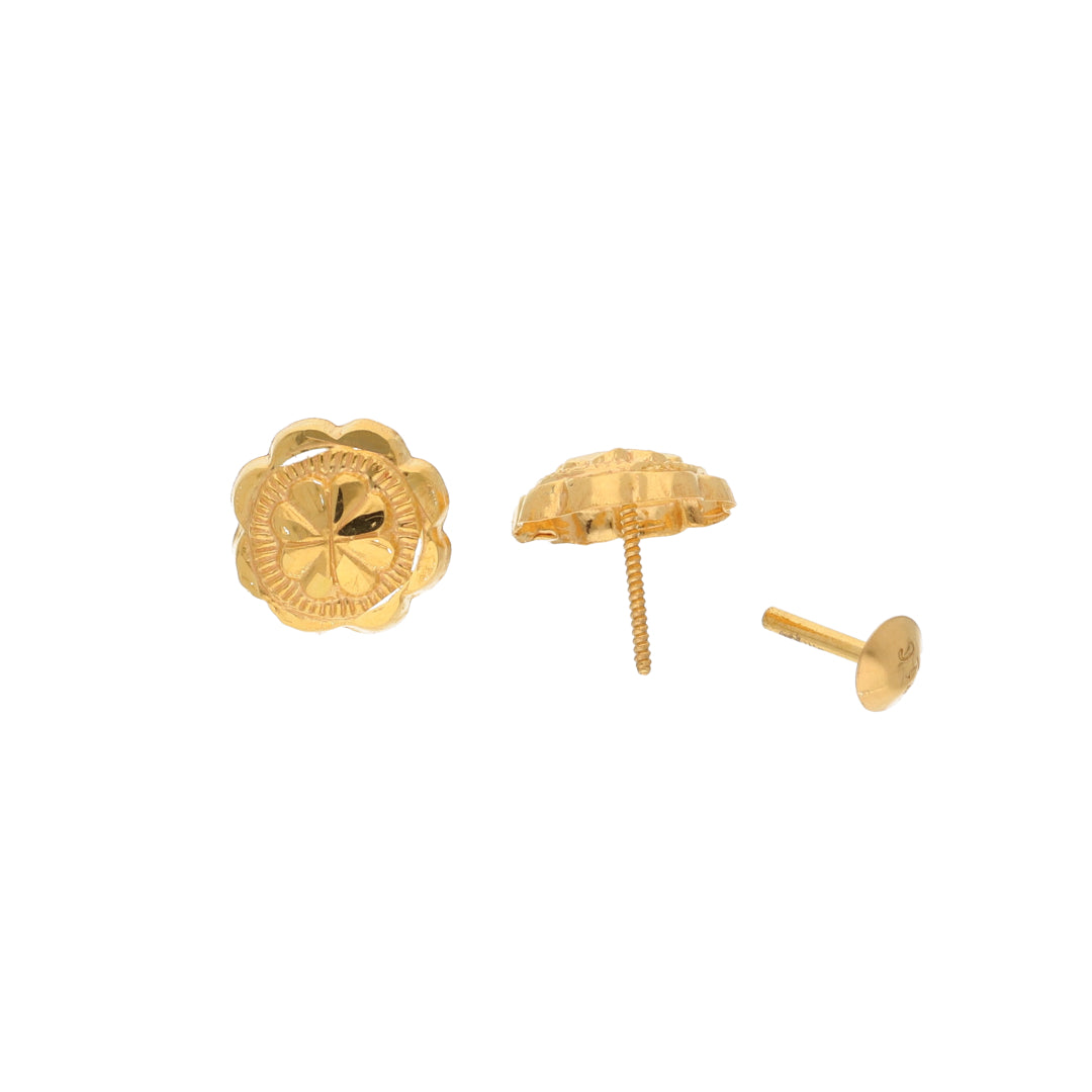 Gold Flower Shaped Earrings 21KT - FKJERN21KM9739