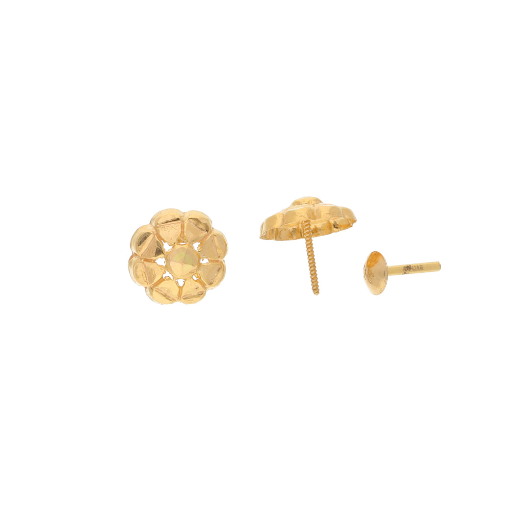 Gold Flower Shaped Earrings 21KT - FKJERN21KM9740