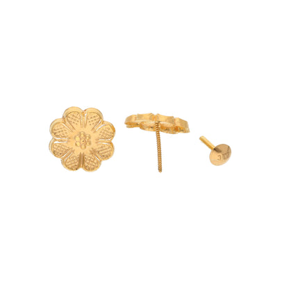 Gold Flower Shaped Earrings 21KT - FKJERN21KM9743