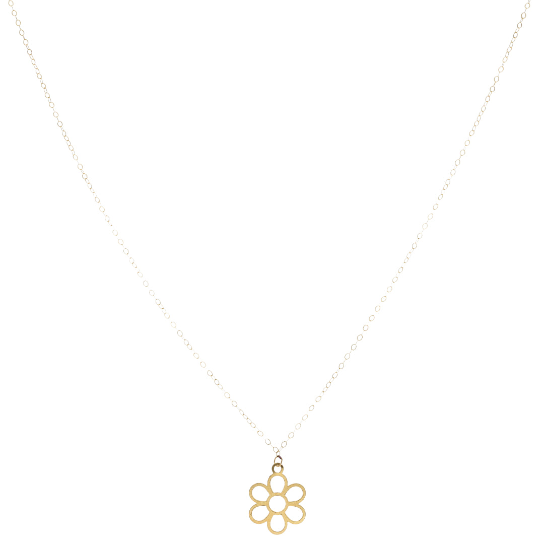 Gold Necklace (Chain With Hollow Flower Shaped Pendant) 21KT - FKJNKL21KM9780