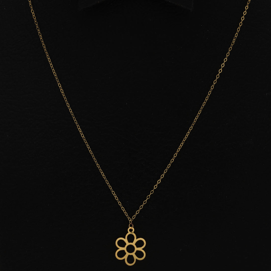 Gold Necklace (Chain With Hollow Flower Shaped Pendant) 21KT - FKJNKL21KM9780