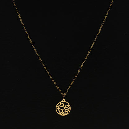 Gold Necklace (Chain With Hollow Round Flower Shaped Pendant) 21KT - FKJNKL21KM9781