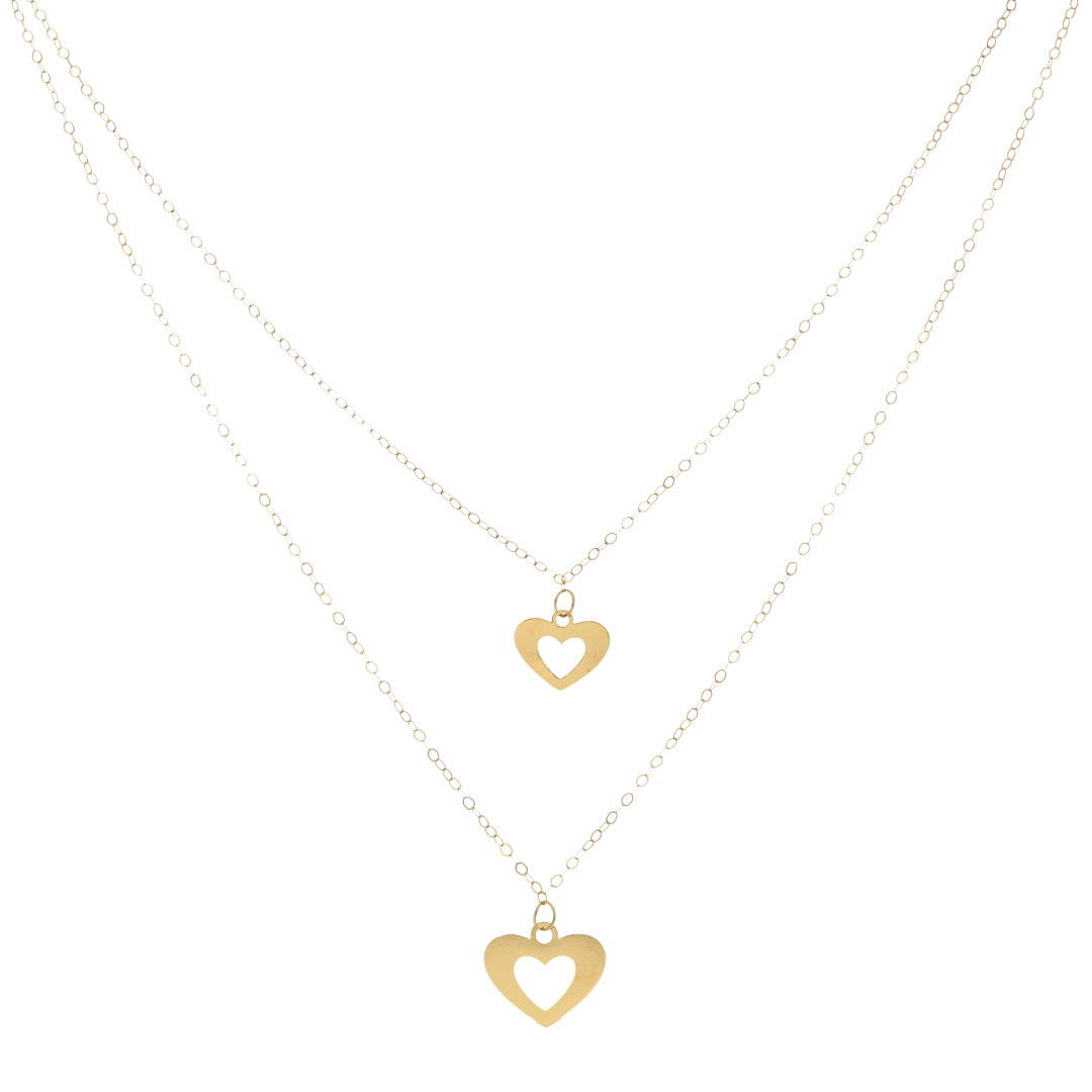 Gold Layered Necklace (Chain With Hollow Heart Shaped Pendant) 21KT - FKJNKL21KM9782