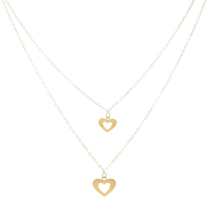 Gold Layered Necklace (Chain With Hollow Heart Shaped Pendant) 21KT - FKJNKL21KM9782