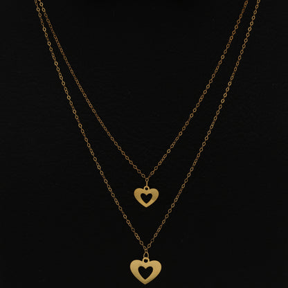 Gold Layered Necklace (Chain With Hollow Heart Shaped Pendant) 21KT - FKJNKL21KM9782