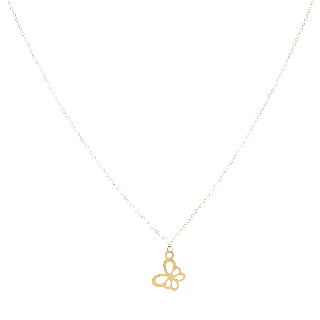 Gold Necklace (Chain With Hollow Butterfly Shaped Pendant) 21KT - FKJNKL21KM9774