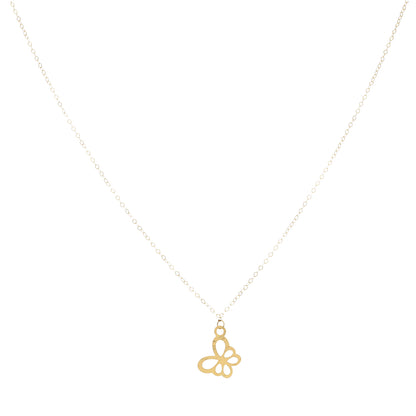 Gold Necklace (Chain With Hollow Butterfly Shaped Pendant) 21KT - FKJNKL21KM9774