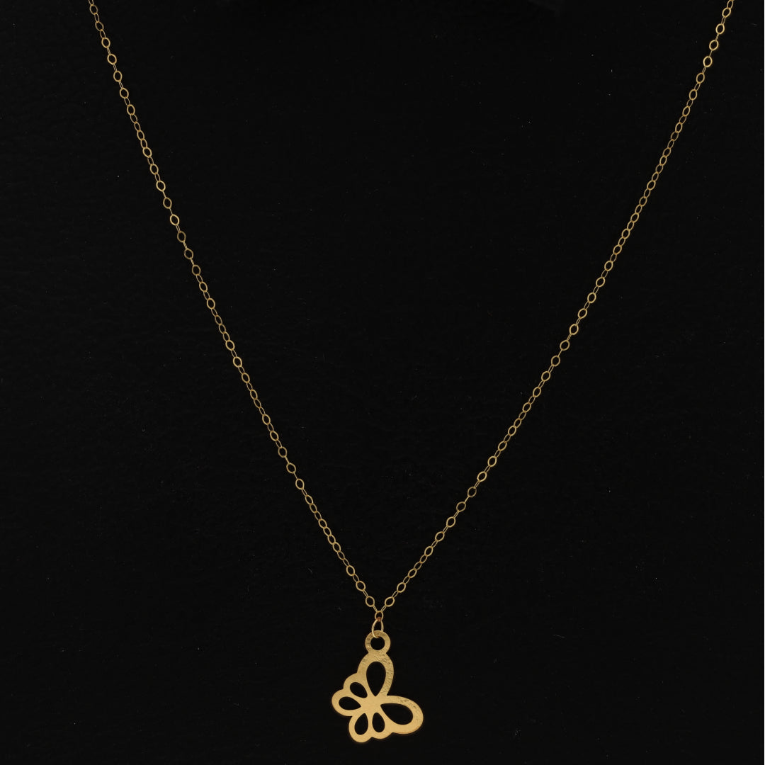 Gold Necklace (Chain With Hollow Butterfly Shaped Pendant) 21KT - FKJNKL21KM9774