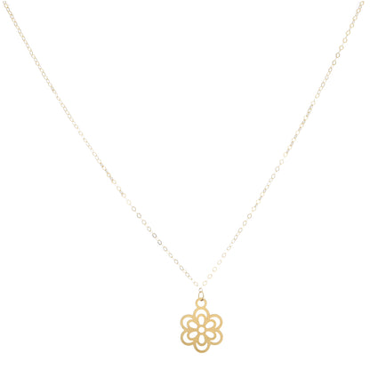 Gold Fancy Flower Shaped Necklace 21KT - FKJNKL21KM9795