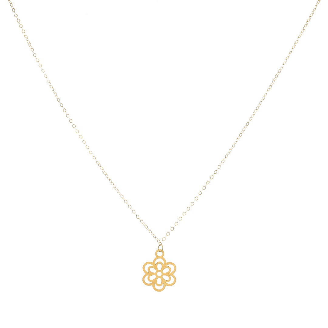 Gold Flower Shaped Necklace 21KT - FKJNKL21KM9784