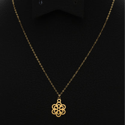 Gold Flower Shaped Necklace 21KT - FKJNKL21KM9784