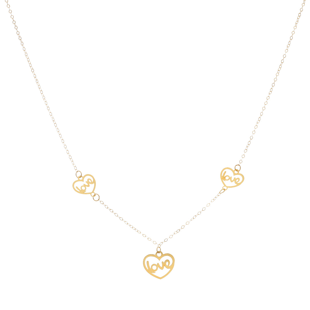 Gold Love in Heart Shaped Necklace 21KT - FKJNKL21KM9785