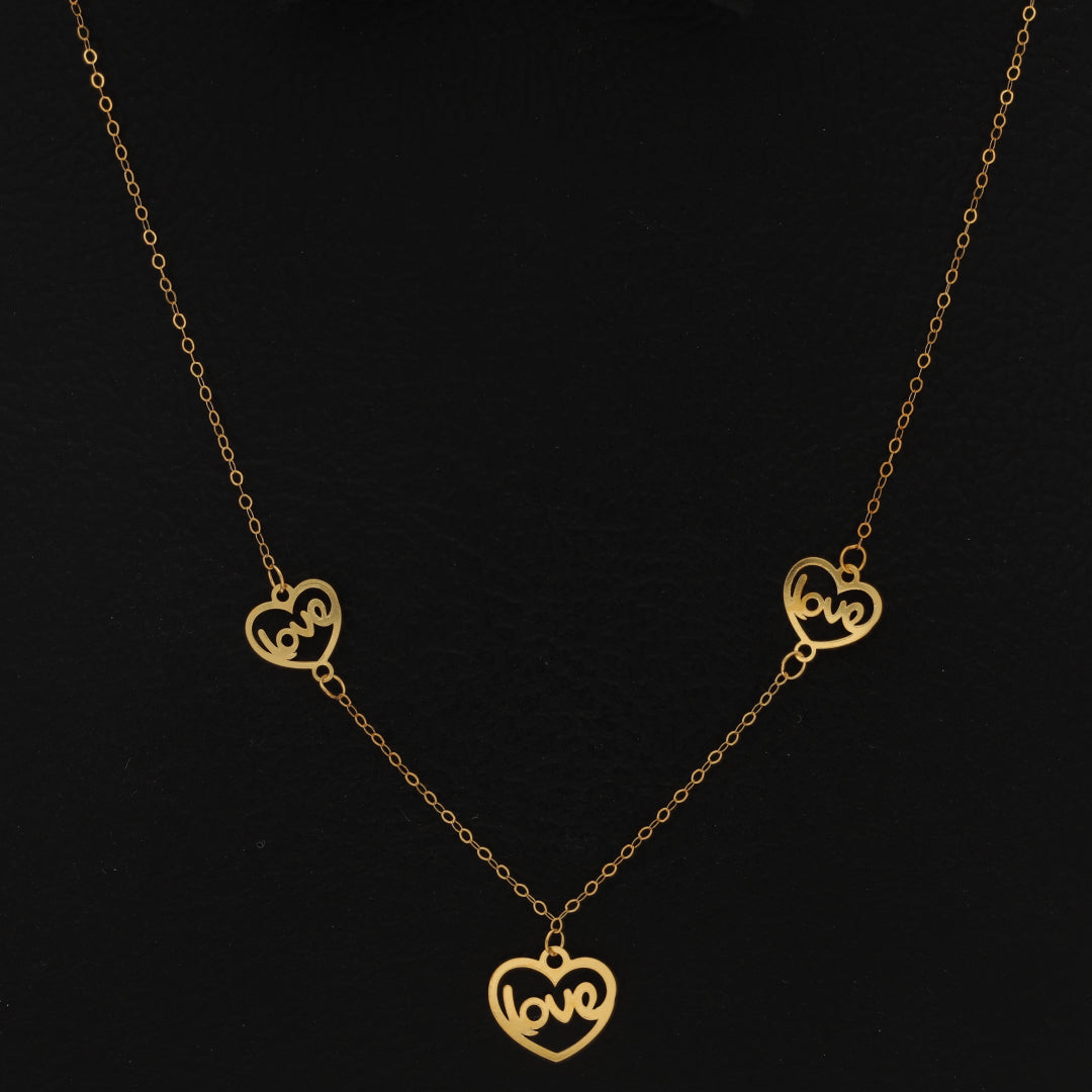 Gold Love in Heart Shaped Necklace 21KT - FKJNKL21KM9785