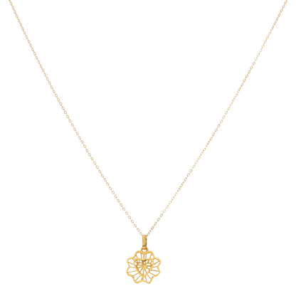 Gold Necklace (Chain With Hollow Heart in Flower Shaped Pendant) 21KT - FKJNKL21KM9808