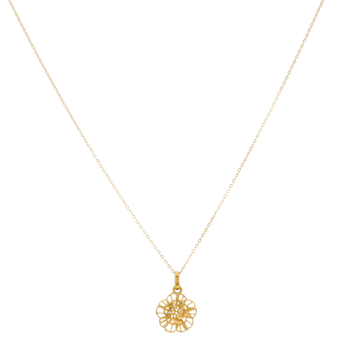 Gold Necklace (Chain With Hollow Flower Shaped Pendant) 21KT - FKJNKL21KM9809