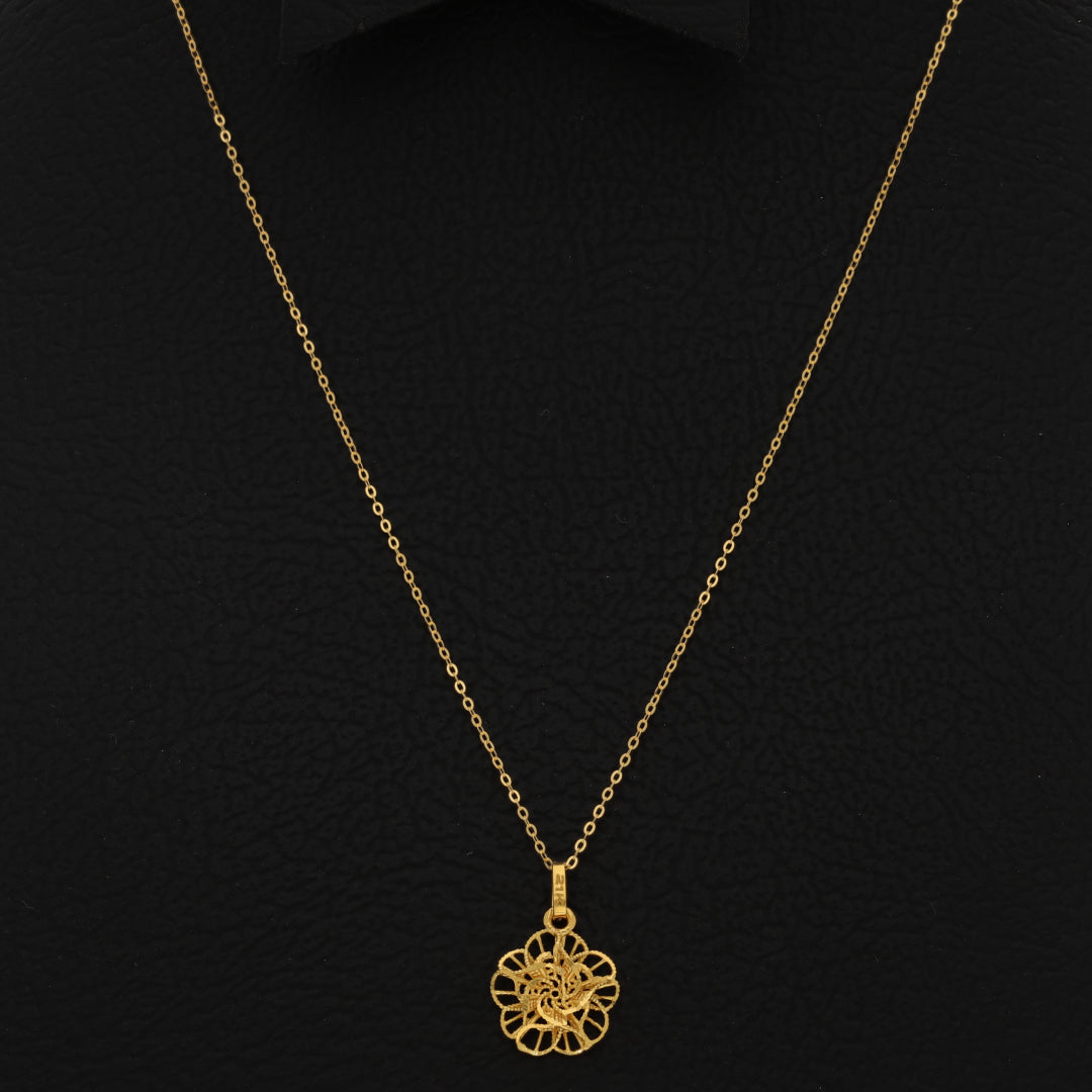 Gold Necklace (Chain With Hollow Flower Shaped Pendant) 21KT - FKJNKL21KM9809