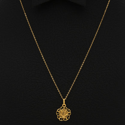 Gold Necklace (Chain With Hollow Flower Shaped Pendant) 21KT - FKJNKL21KM9809