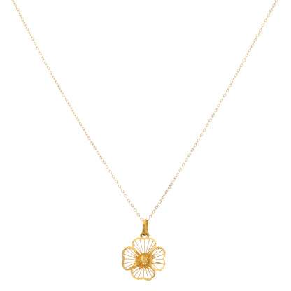 Gold Necklace (Chain With Hollow Flower Shaped Pendant) 21KT - FKJNKL21KM9806