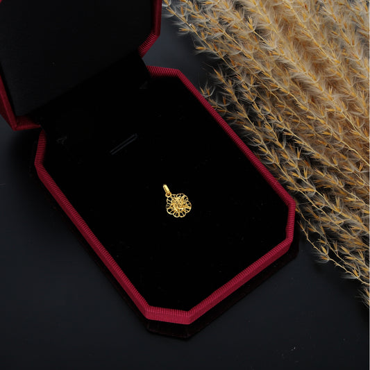 Gold Hollow Flower Shaped Pendant 21KT - FKJPND21KM9809