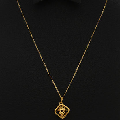 Gold Necklace (Chain With Rectangle Shaped Pendant) 21KT - FKJNKL21KM9810