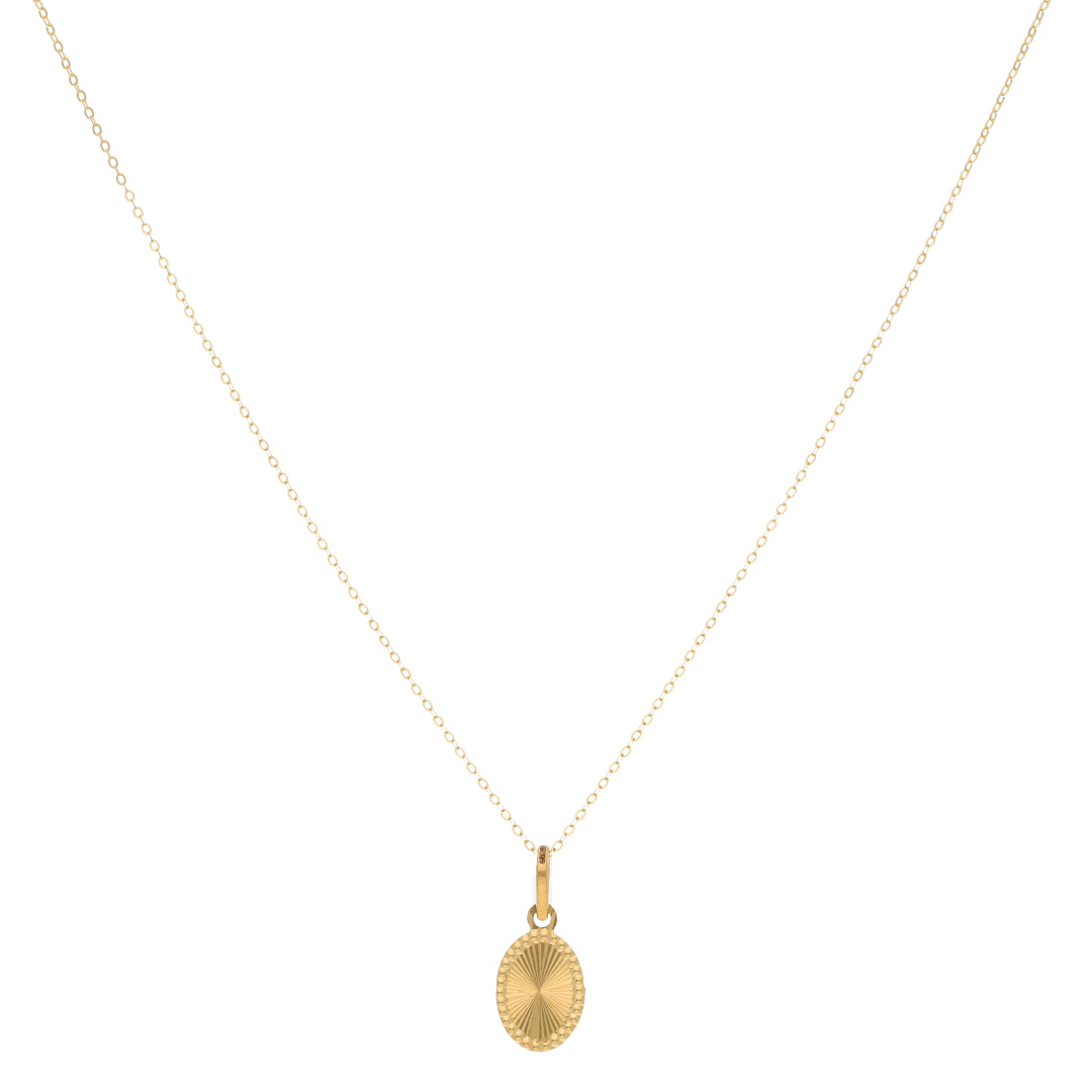 Gold Necklace (Chain With Oval Shaped Pendant) 21KT - FKJNKL21KM9813