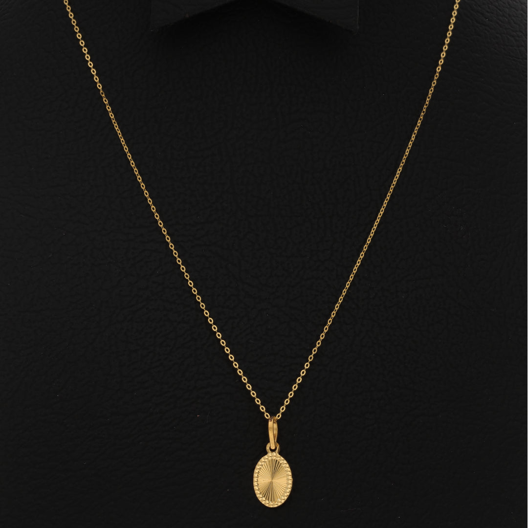 Gold Necklace (Chain With Oval Shaped Pendant) 21KT - FKJNKL21KM9813