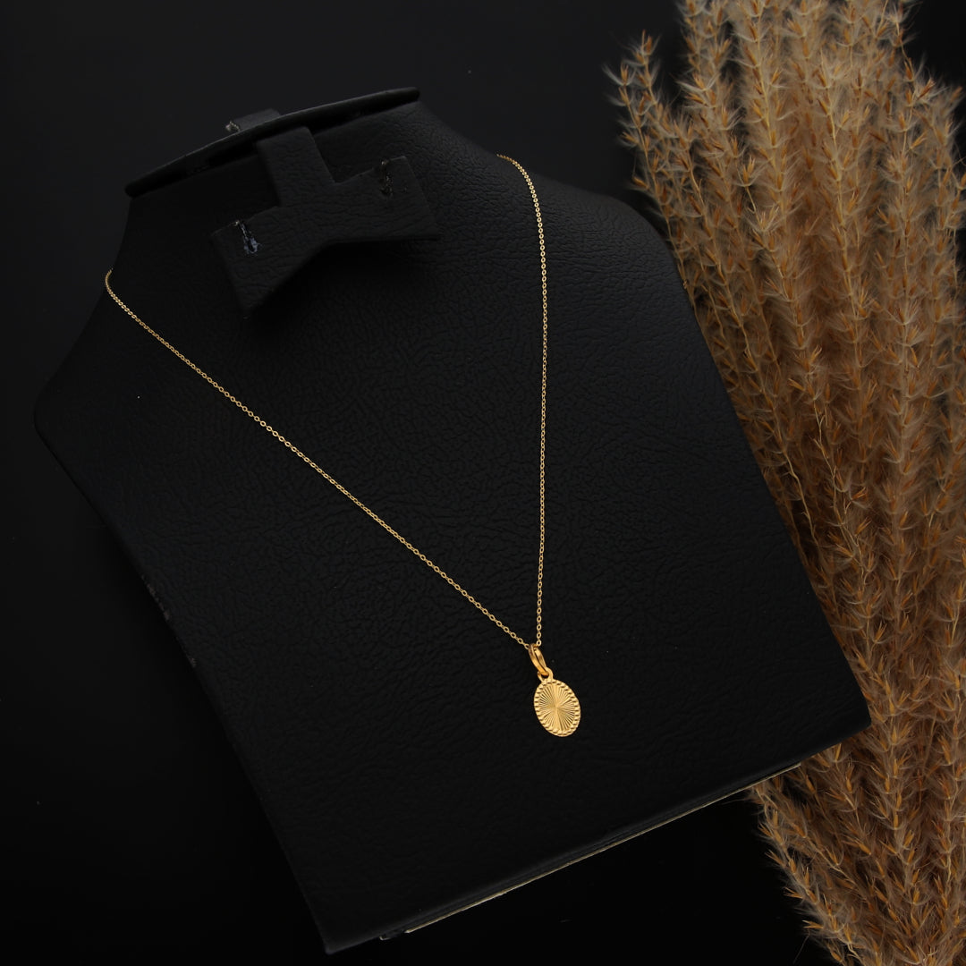 Gold Necklace (Chain With Oval Shaped Pendant) 21KT - FKJNKL21KM9813