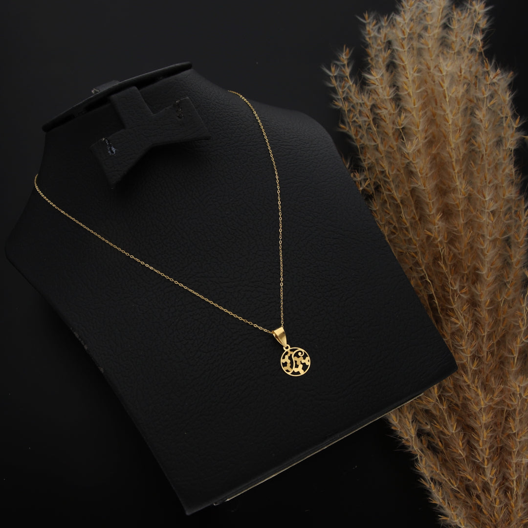 Gold Necklace (Chain With Hollow Round Flower Shaped Pendant) 21KT - FKJNKL21KM9817