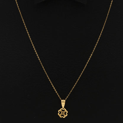 Gold Necklace (Chain With Hollow Clover Leaf Shaped Pendant) 21KT - FKJNKL21KM9819