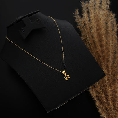 Gold Necklace (Chain With Hollow Clover Leaf Shaped Pendant) 21KT - FKJNKL21KM9819