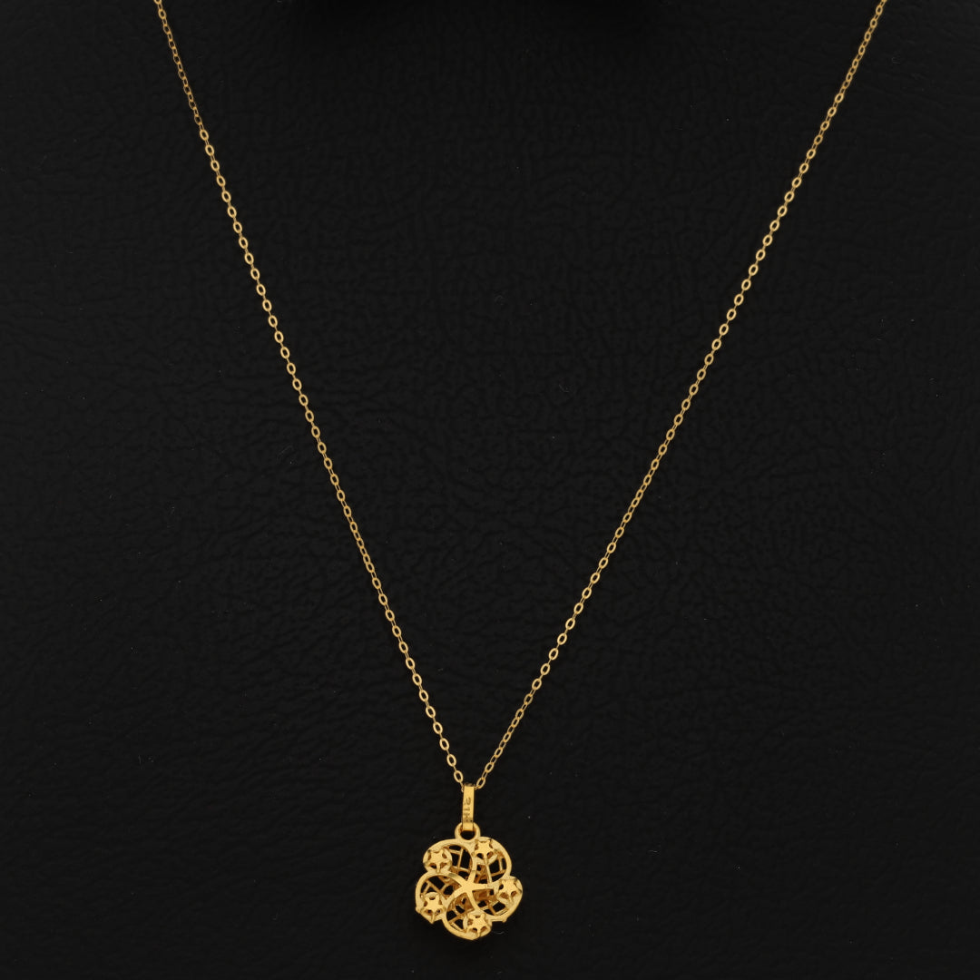 Gold Necklace (Chain With Hollow Flower Shaped Pendant) 21KT - FKJNKL21KM9807