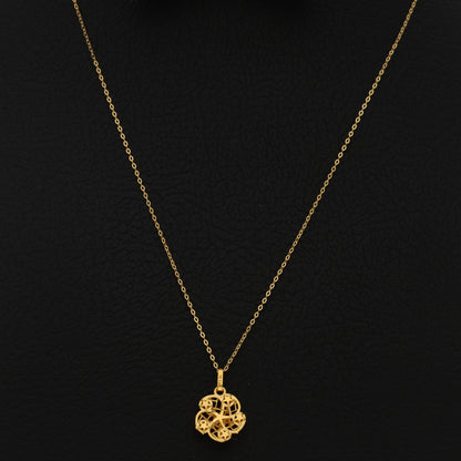 Gold Necklace (Chain With Hollow Flower Shaped Pendant) 21KT - FKJNKL21KM9807