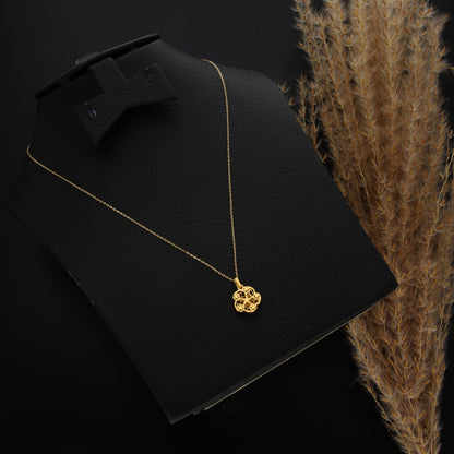 Gold Necklace (Chain With Hollow Flower Shaped Pendant) 21KT - FKJNKL21KM9807