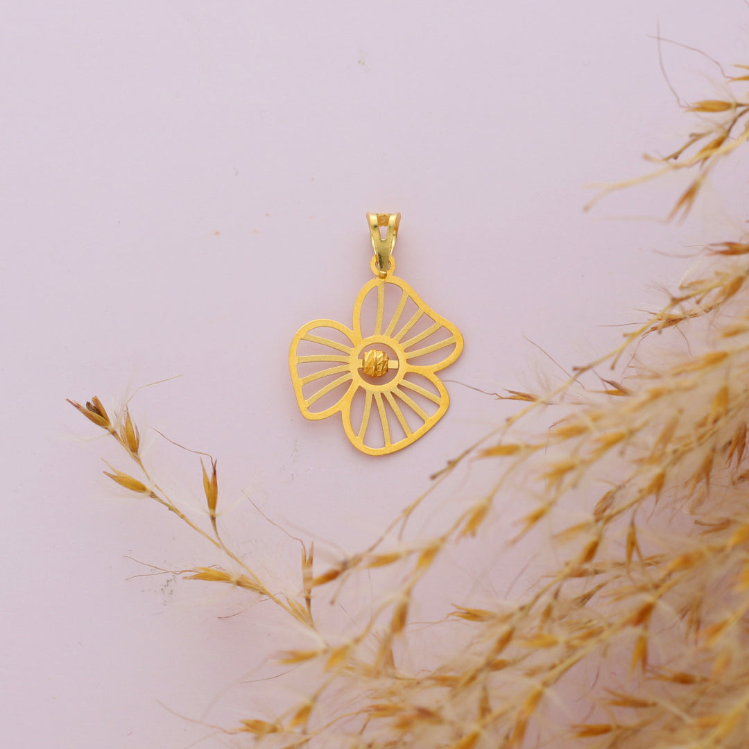 Gold Hollow Flower Shaped Pendant 21KT - FKJPND21KM9822