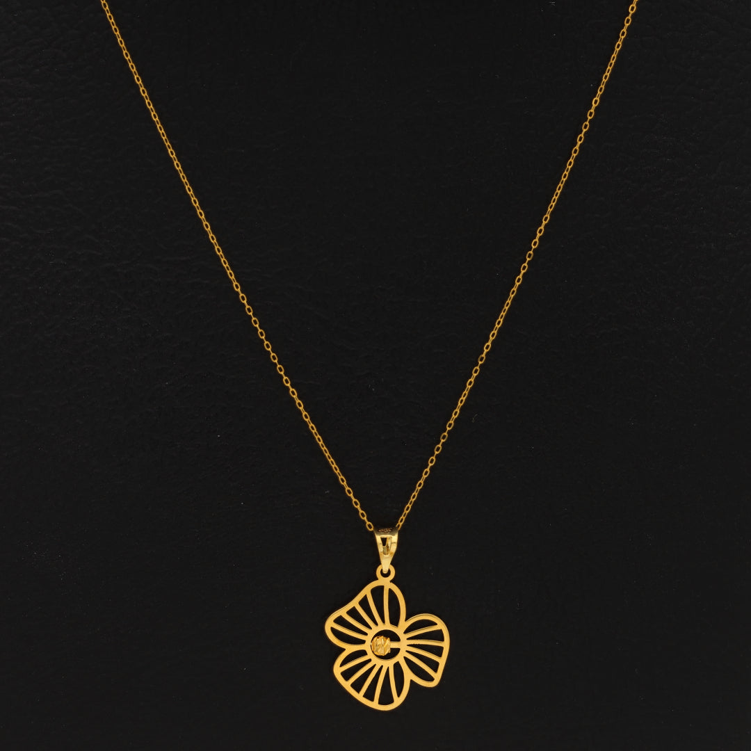 Gold Necklace (Chain With Hollow Flower Shaped Pendant) 21KT - FKJNKL21KM9822