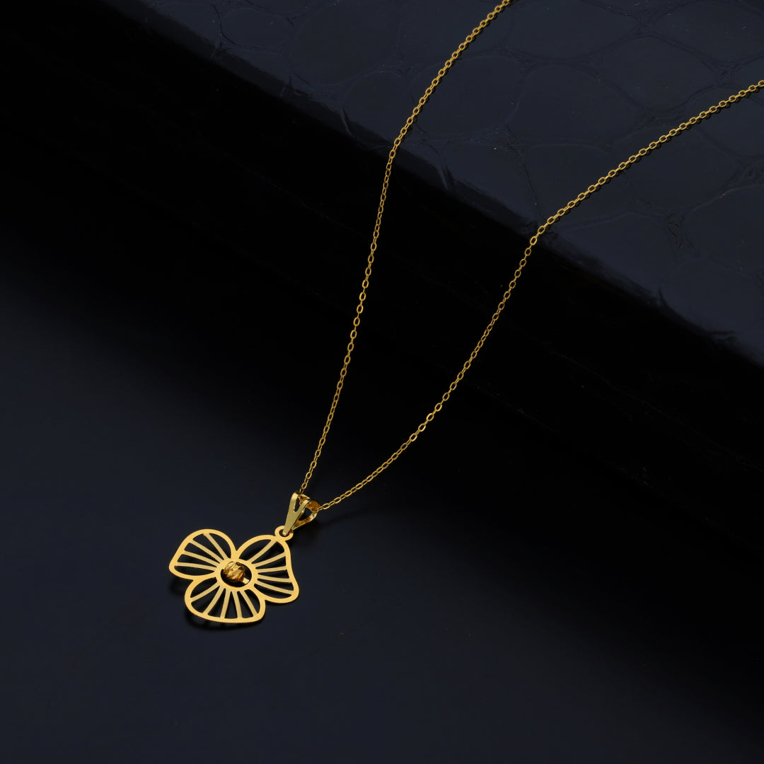 Gold Necklace (Chain With Hollow Flower Shaped Pendant) 21KT - FKJNKL21KM9822