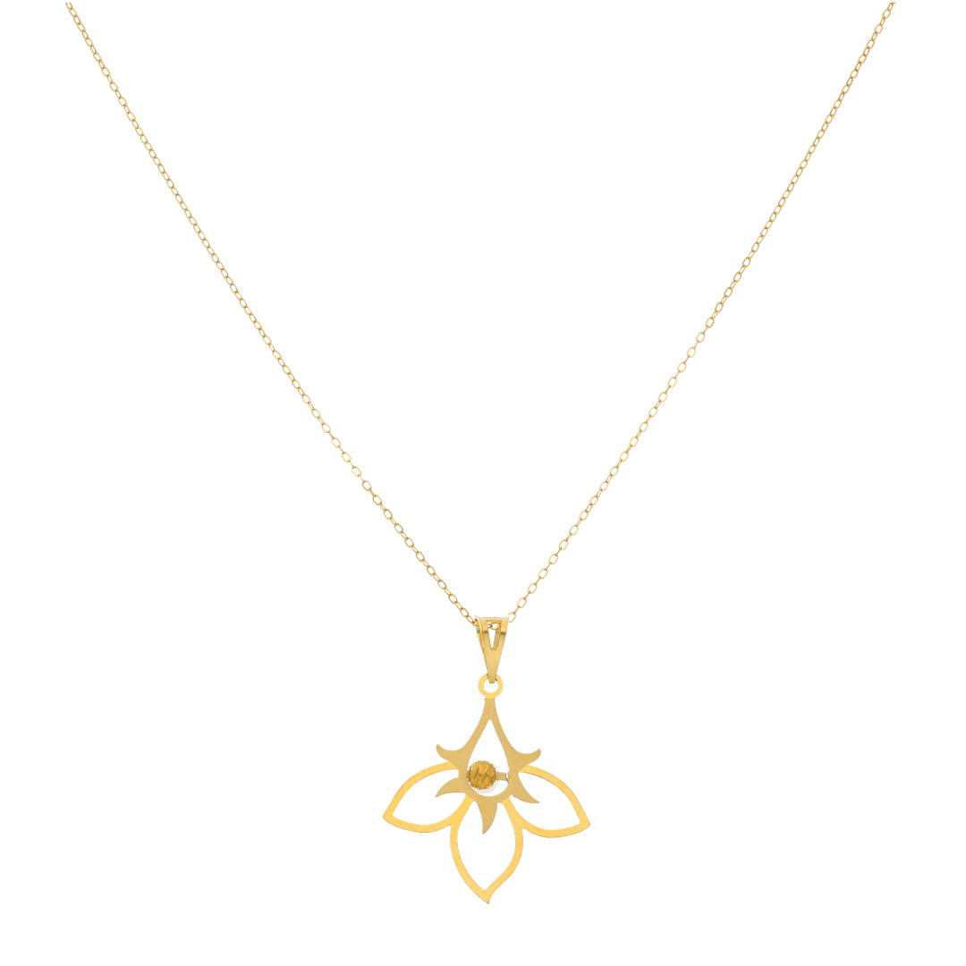 Gold Necklace (Chain With Hollow Flower Shaped Pendant) 21KT - FKJNKL21KM9823