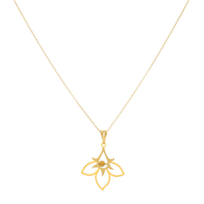 Gold Necklace (Chain With Hollow Flower Shaped Pendant) 21KT - FKJNKL21KM9823